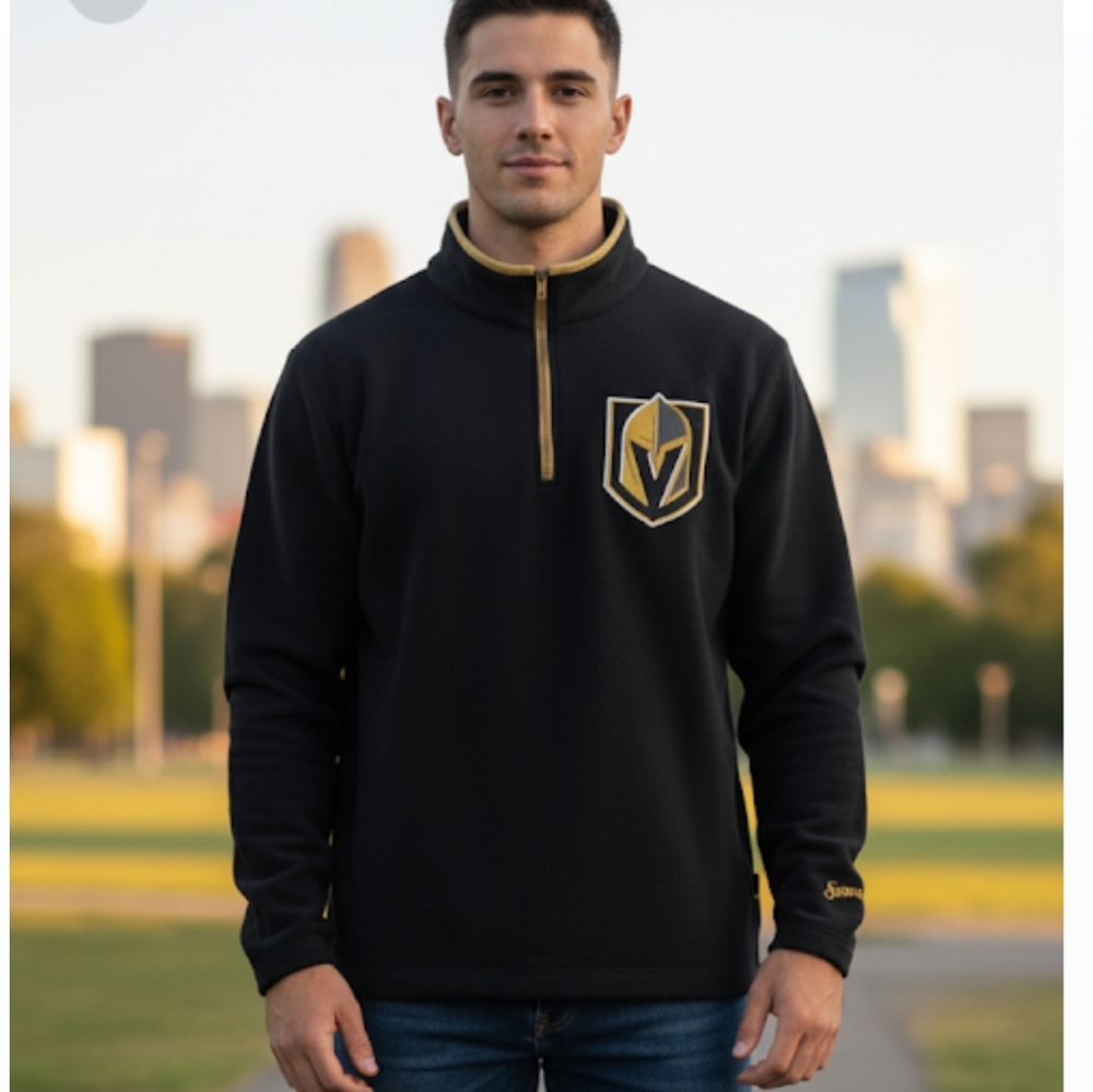 NHL Las Vegas Golden Knights Men Fleece 1/4 zip Pullover Logo Station Casino,XL